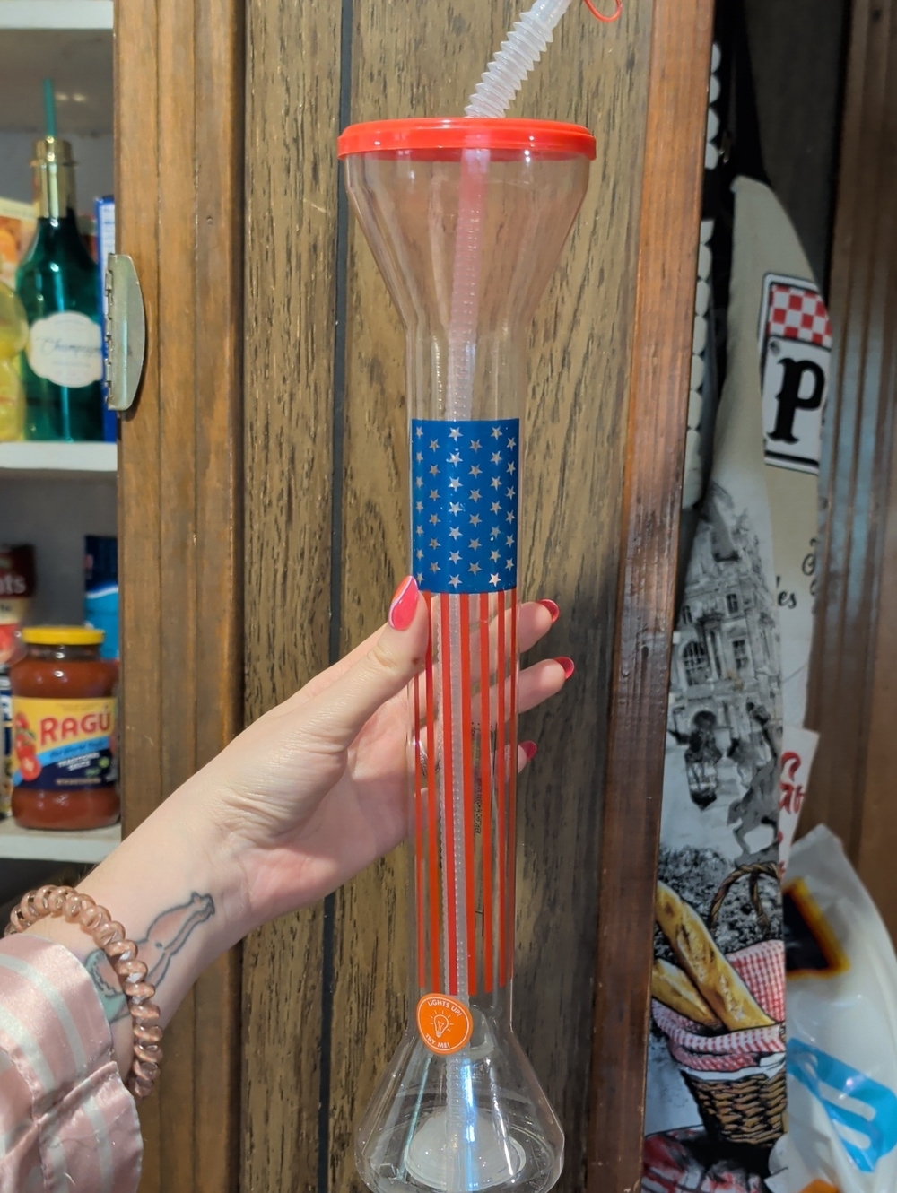 Patriotic Tall Yard Drink Cup with Straw